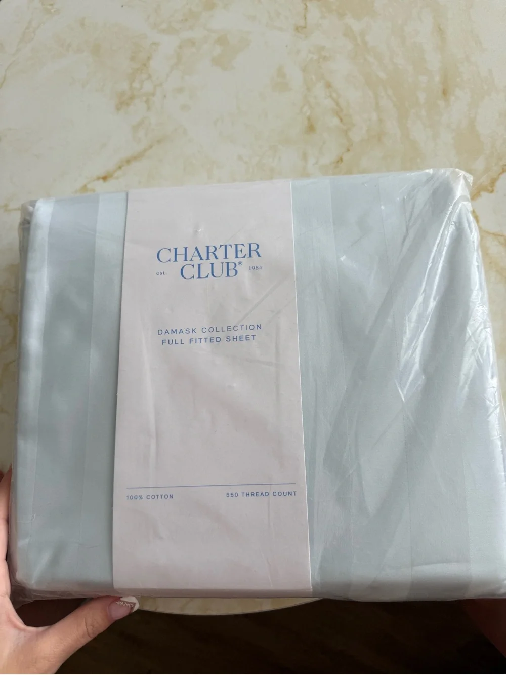 NWT Charter Club Damask Collection Full Fitted Sheet In Color Vapor 550 Thread